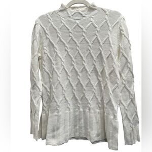 ✨Elena Wang‎ Textured Lattice Mock-Neck Sweater | Ivory | Size S | NWT Sample